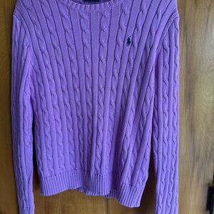 Ralph Lauren Lilac Cable-Knit Crew Sweater